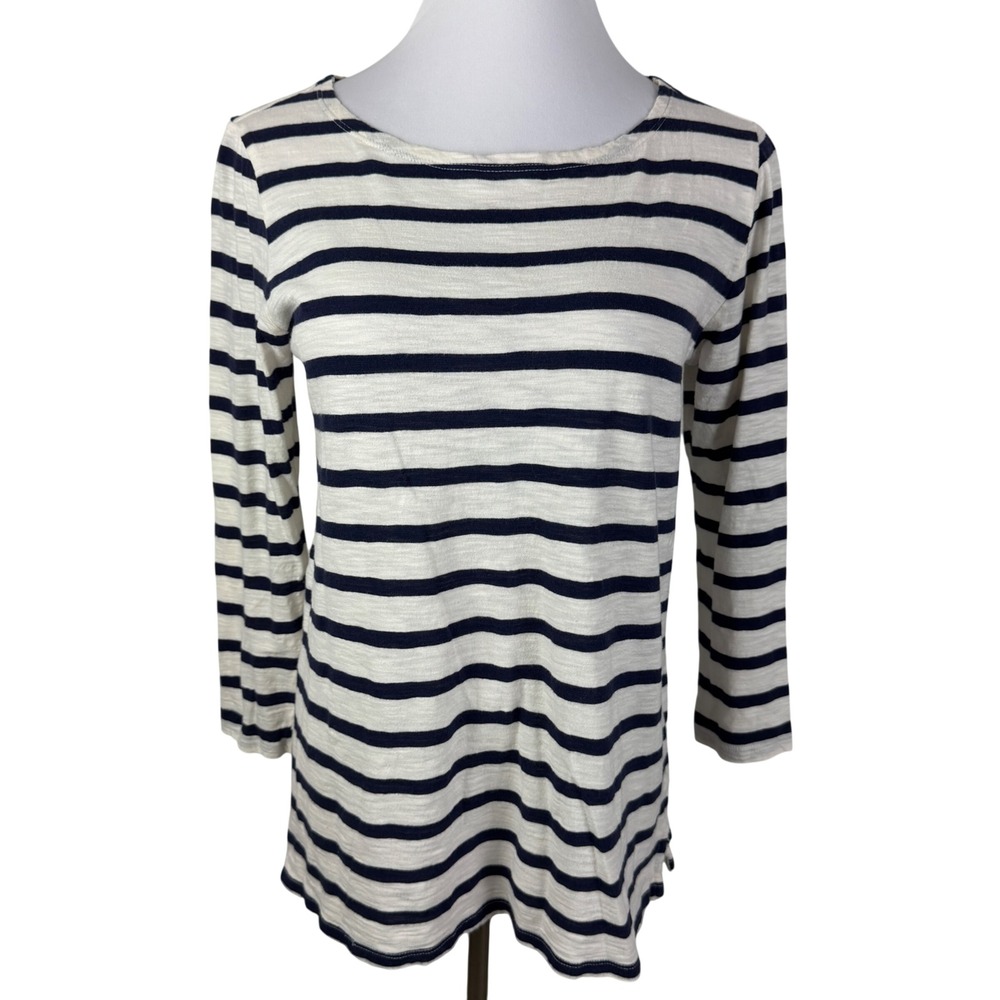 Old‎ Navy White Navy Blue Striped Cotton Long Sleeve Top Women's Medium